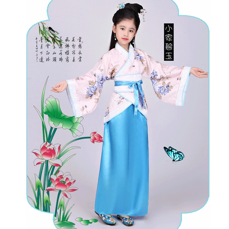 Traditional Chinese Dance Costumes For Girls Ancient Opera Tang Dynasty Han Ming Hanfu Dress Kids Folk Clothing Children DN2574 |