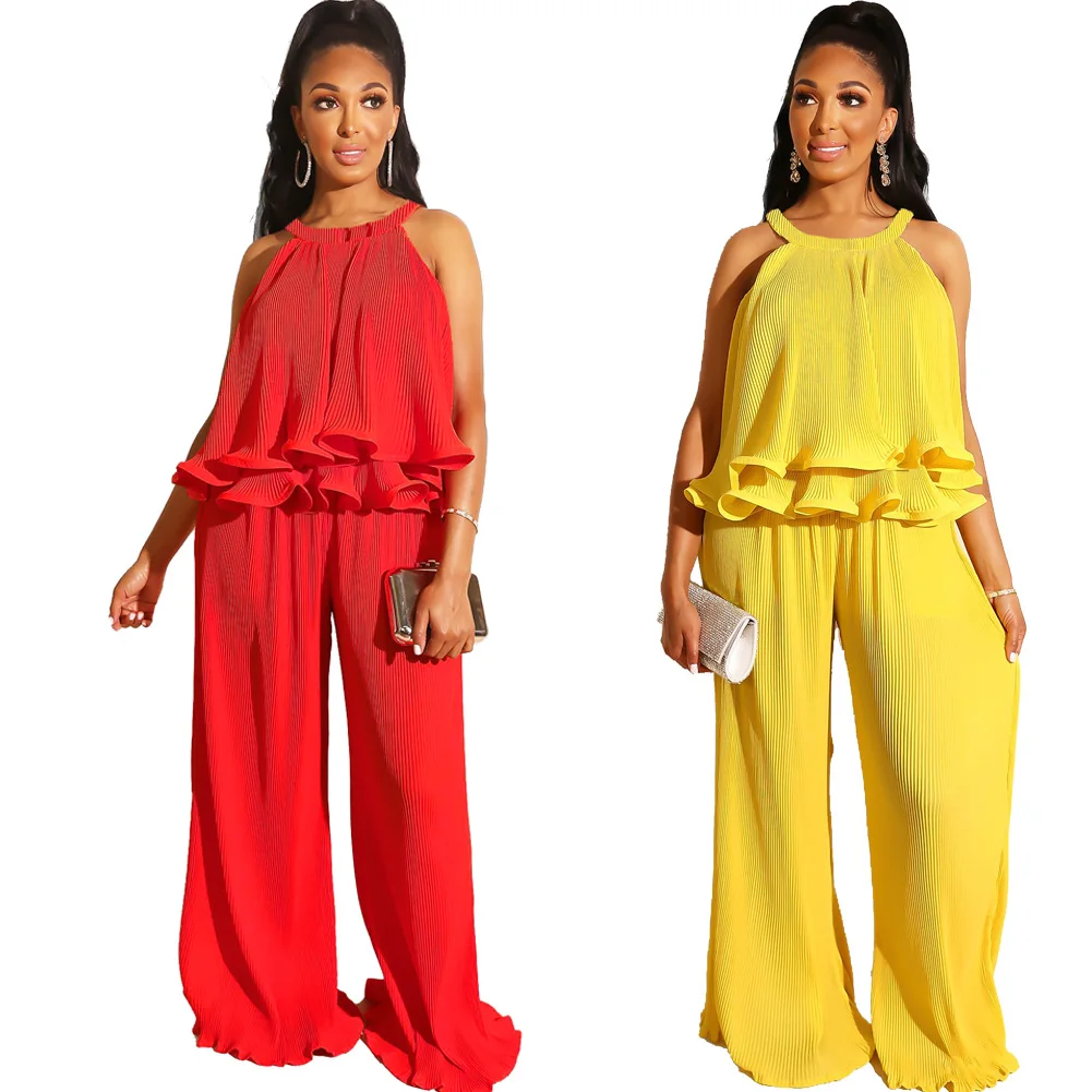 HAOOHU Pleated Ruffle 2 Piece Outfits for Women Summer Loose Tank Top and Wide Leg Pants Summer Festival Clothing Two Piece Set
HAOOHU Pleated Ruffle 2 Piece Outfits for Women Summer Loose Tank Top and Wide Leg Pants Summer Festival Clothing Two Piece Set