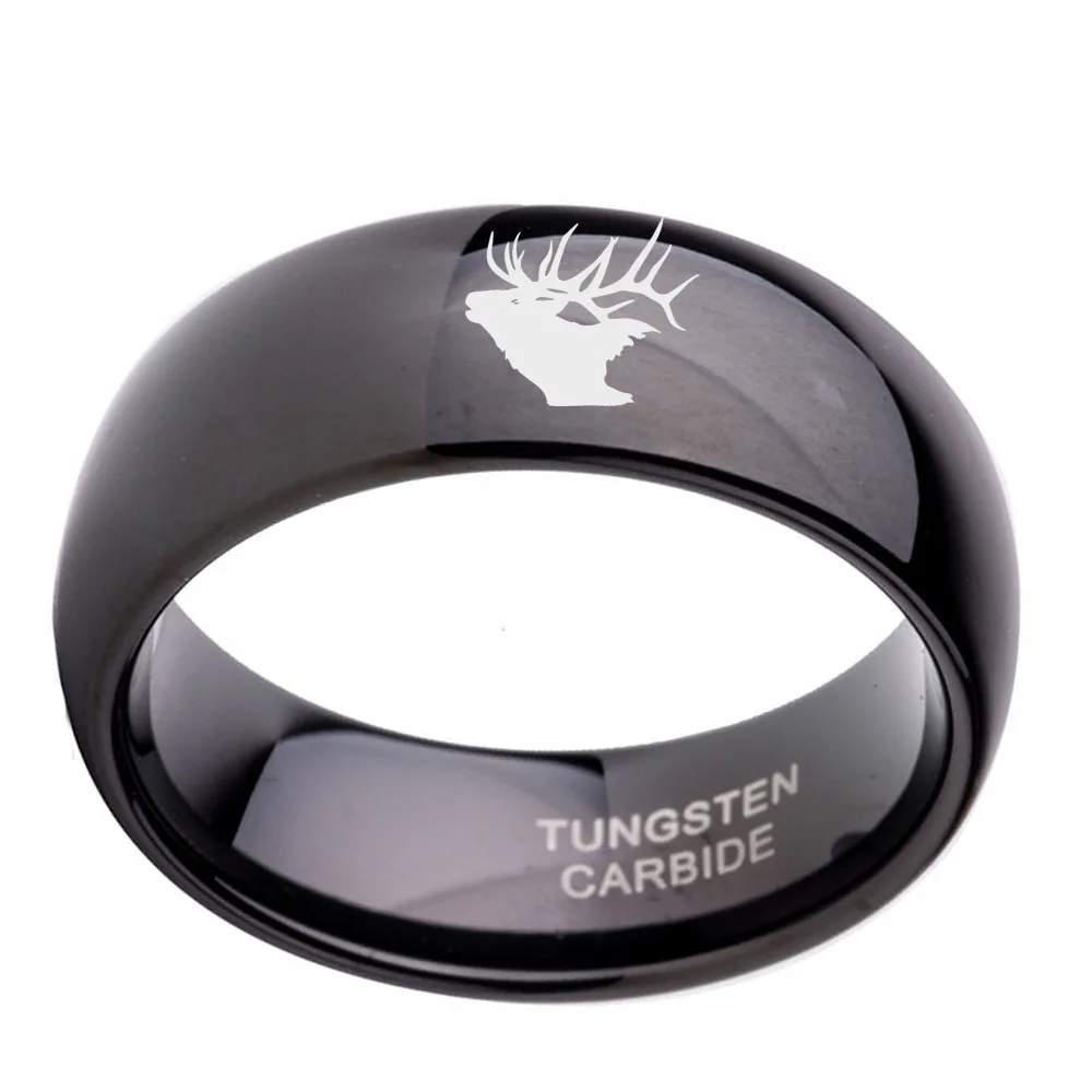 8mm Men Tungsten Carbide Wedding Engagement Band Black Dome Polish Rings Engraved Deer Head Hunting Size 6-14
8mm Men Tungsten Carbide Wedding Engagement Band Black Dome Polish Rings Engraved Deer Head Hunting Size 6-14