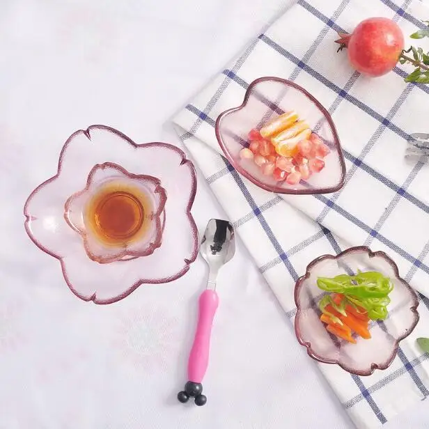 Креативные маленькие блюда Сакура блюдце стеклянная чаша розовый соус