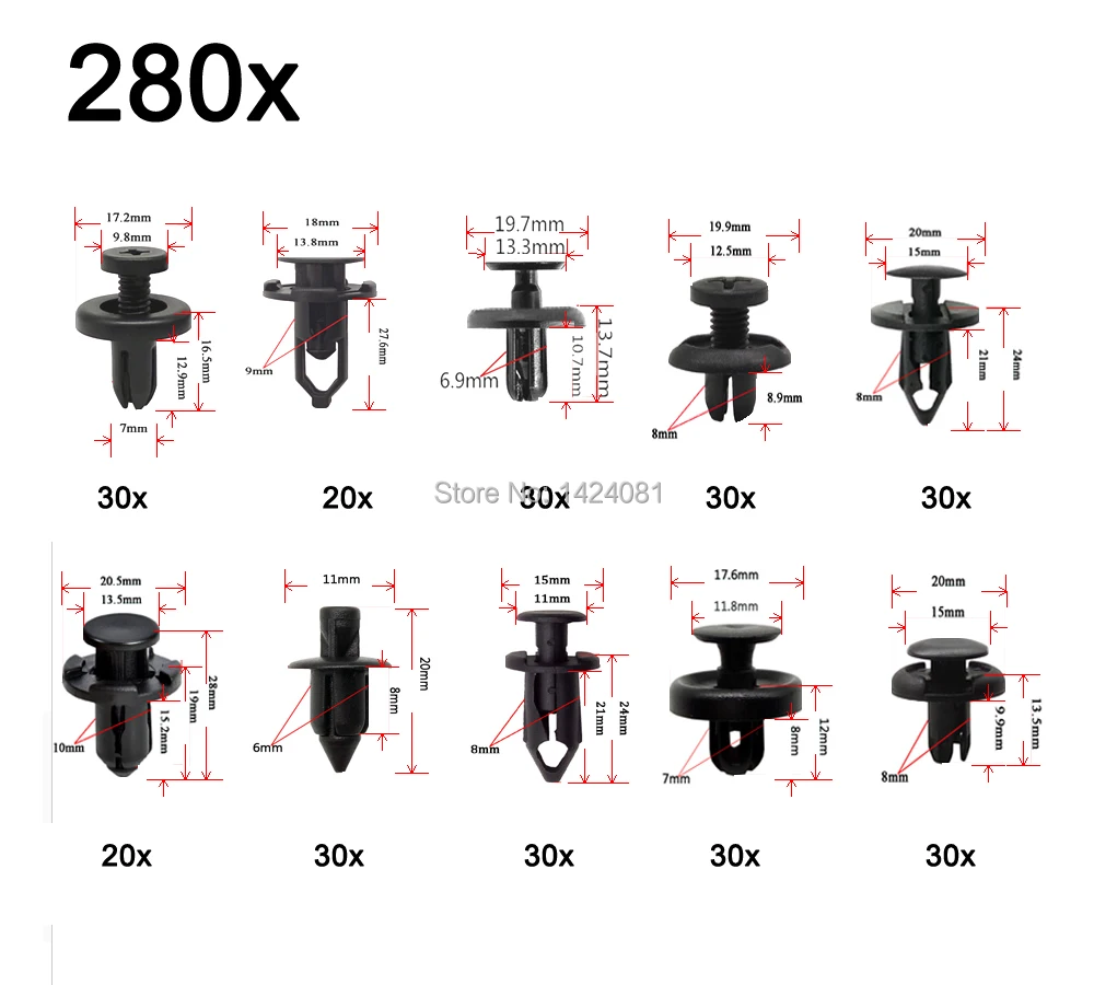 10 Kinds 280PCS Mixed Car Fender Bumper Nylon rivet fixed Clip Fastener with box FOR TOYOTA Honda Lexus Audi Ford and tools
10 Kinds 280PCS Mixed Car Fender Bumper Nylon rivet fixed Clip Fastener with box FOR TOYOTA Honda Lexus Audi Ford and tools