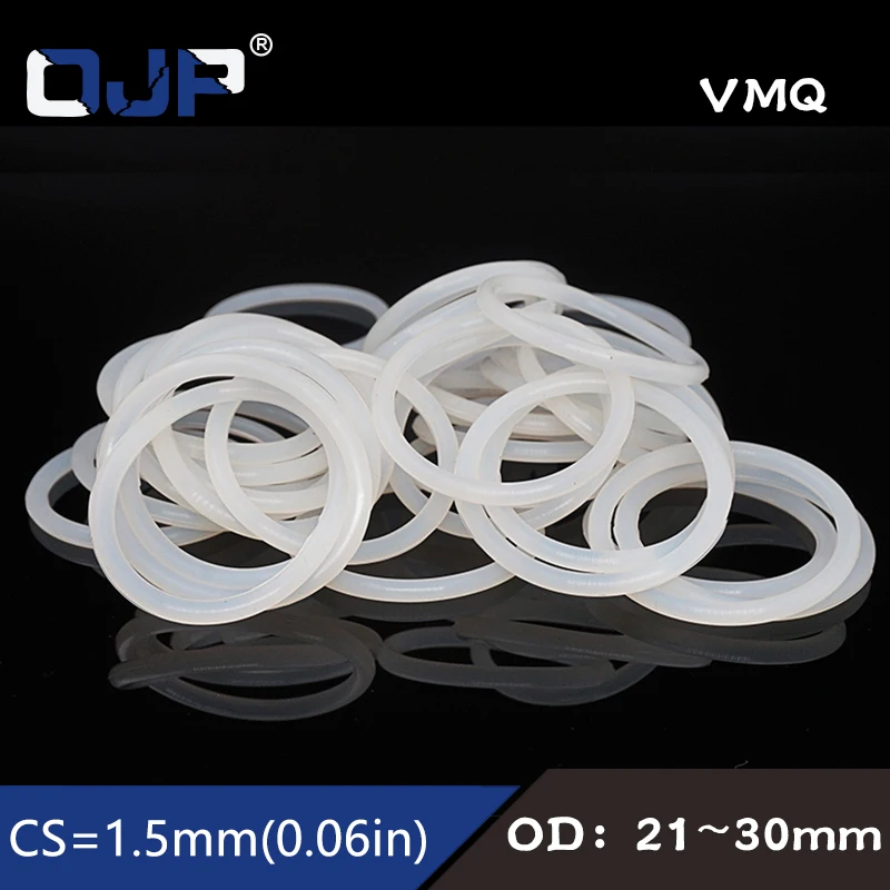 5PCS/lot Silicon Ring Silicone/VMQ O ring 1.5mm Thickness OD21/22/23/24/25/26/27/28/29/30mm Rubber O-Ring Seal Gasket Washer
5PCS/lot Silicon Ring Silicone/VMQ O ring 1.5mm Thickness OD21/22/23/24/25/26/27/28/29/30mm Rubber O-Ring Seal Gasket Washer