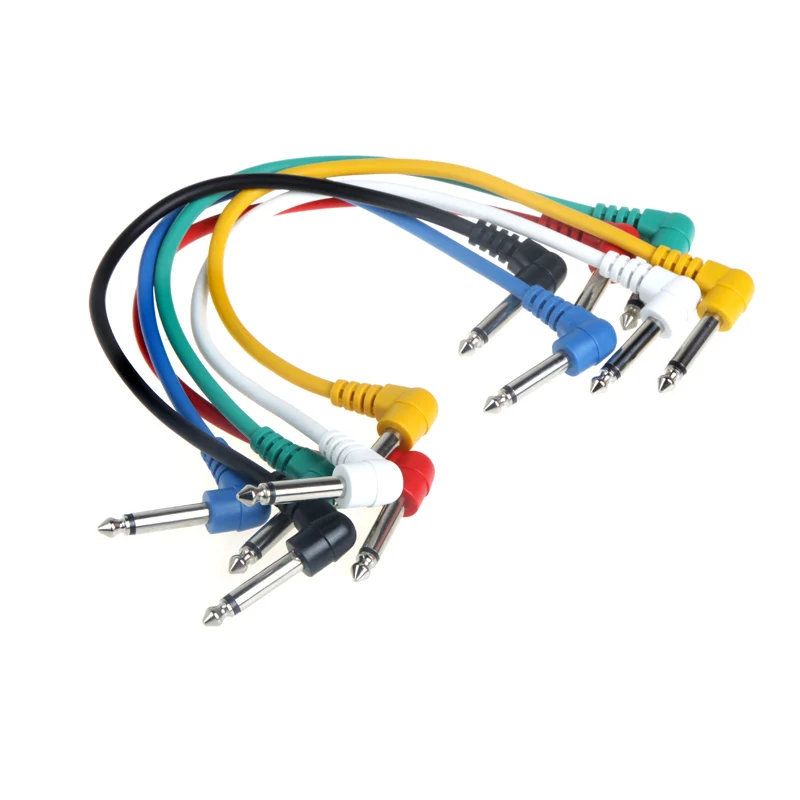 6 шт./компл. красочные гитары кабели для педалей ra патч кабелей под углом гитарные