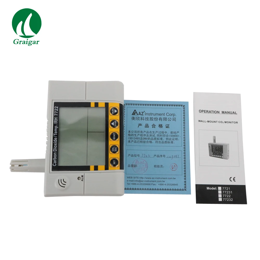 Taiwan Original AZ7722 Wall-mounted Carbon Dioxide CO2 Gas Detector Temperature Humidity RH Meter with Alarm AZ-7722 AZ 7722
Taiwan Original AZ7722 Wall-mounted Carbon Dioxide CO2 Gas Detector Temperature Humidity RH Meter with Alarm AZ-7722 AZ 7722