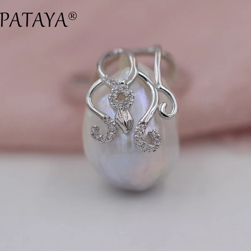 Открытые Кольца PATAYA с большими искусственными жемчужинами оригинальное белое