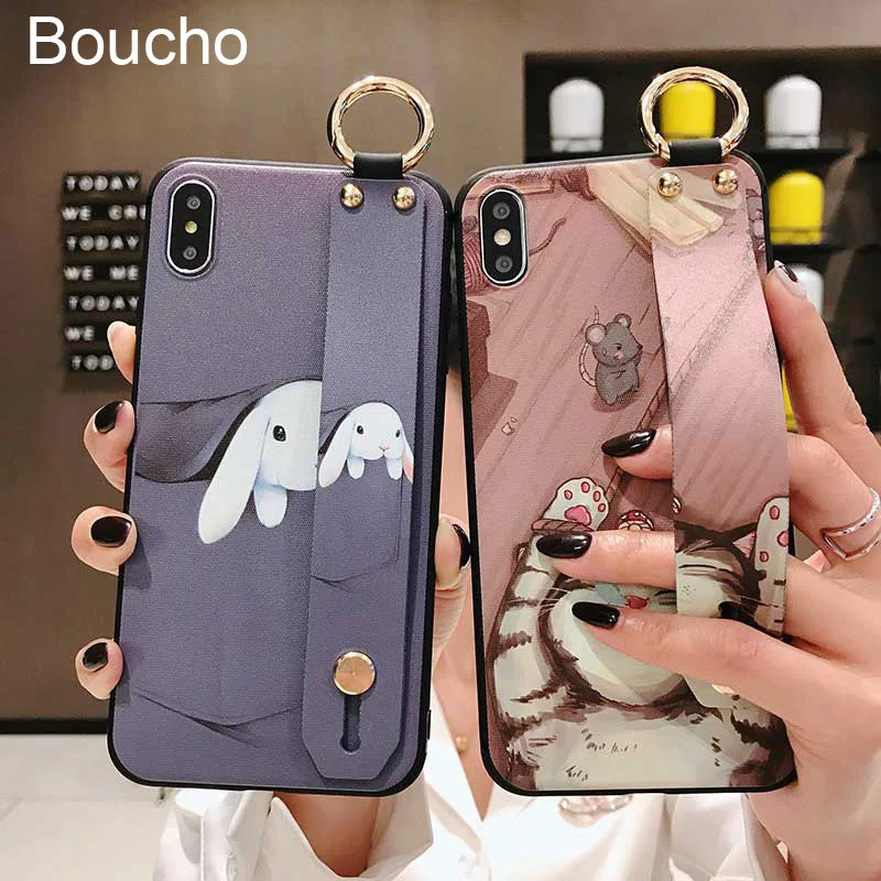 Чехлы Boucho для телефонов iPhone XS Max X XR чехол с кроликом кошкой мышью 6 6S 7 8 Plus мягкий