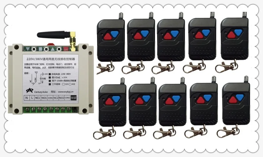 New AC220V 250V 380V 30A 2CH Remote Control Garage Door RF Wireless Remote Control Switch System 10*black Transmitter &1*Receive
New AC220V 250V 380V 30A 2CH Remote Control Garage Door RF Wireless Remote Control Switch System 10*black Transmitter &1*Receive
