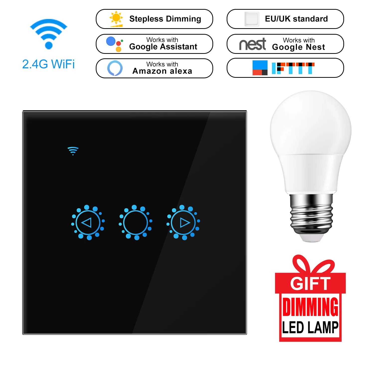 Led Dimmer 220v Smart Wifi Switch Touch Control Stepless Dimmer With Bulb Compatible With Amazon Alexa Google Assistant Ewelink
Led Dimmer 220v Smart Wifi Switch Touch Control Stepless Dimmer With Bulb Compatible With Amazon Alexa Google Assistant Ewelink