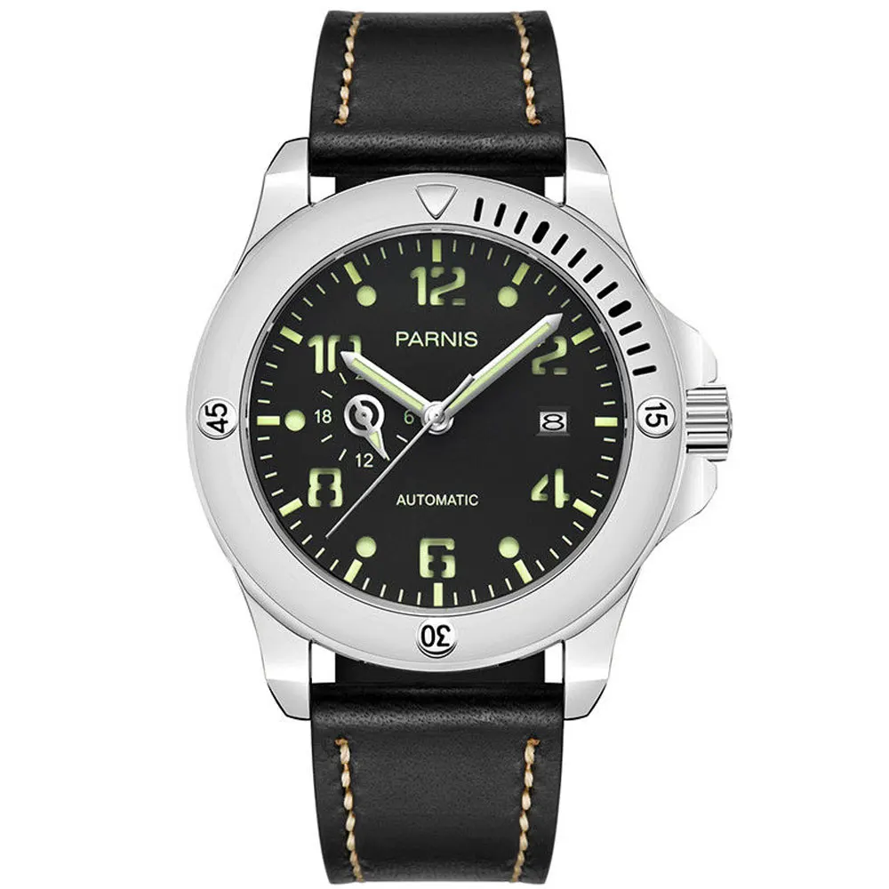 44mm parnis Black Dial Complete Calendar Luminous Stainless steel Case Sapphire Crystal Miyota Automatic Mechanical Men's Watch
44mm parnis Black Dial Complete Calendar Luminous Stainless steel Case Sapphire Crystal Miyota Automatic Mechanical Men's Watch