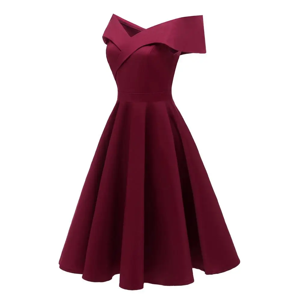 Женское винтажное свободное платье в стиле рокабилли 50s 60s винно-красное женское