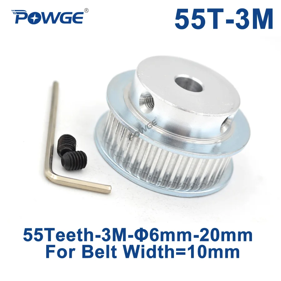 POWGE 55 Teeth 3M Synchronous Pulley Bore 6/8/10/12/14/15/16/17/19/20mm for Width 10mm HTD3M Timing belt Gear wheel 55Teeth 55T
POWGE 55 Teeth 3M Synchronous Pulley Bore 6/8/10/12/14/15/16/17/19/20mm for Width 10mm HTD3M Timing belt Gear wheel 55Teeth 55T