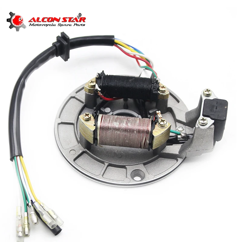 Фото Alconstar зажигание статора с 2 катушками для мотоцикла JH70 50cc 70cc 90cc 110cc 125cc Kick Start ATV