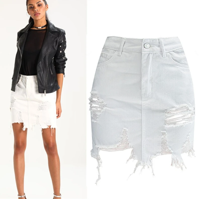 High Waist Denim Skirt Women Irregular Pencil Skirts Womens Ripped Sexy Summer Mini Skirt White
High Waist Denim Skirt Women Irregular Pencil Skirts Womens Ripped Sexy Summer Mini Skirt White