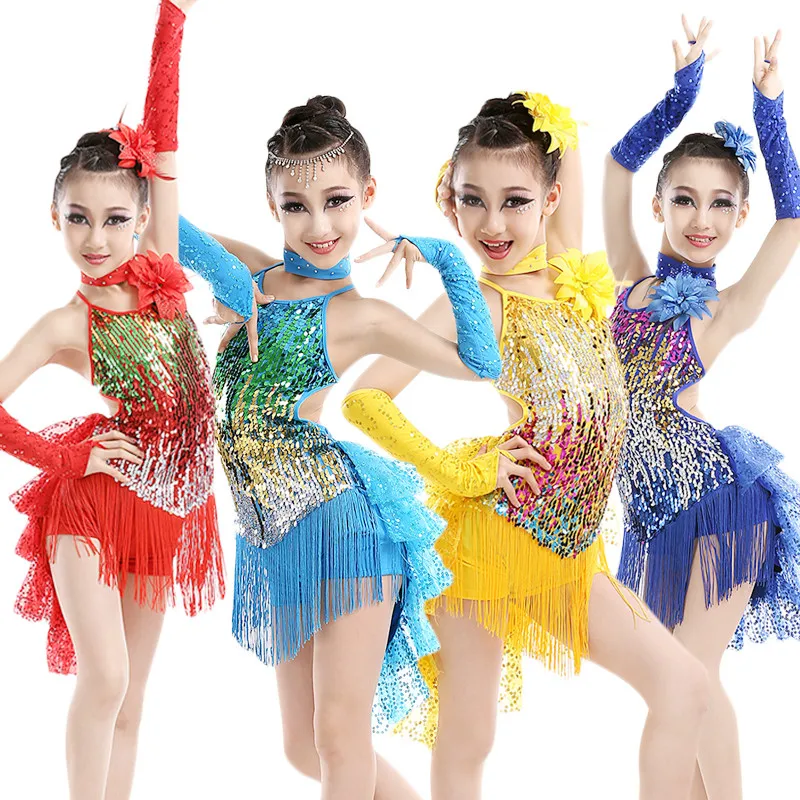New children Latin dance costumes girls sequins sequins tassel children test competition dance performance clothing
New children Latin dance costumes girls sequins sequins tassel children test competition dance performance clothing