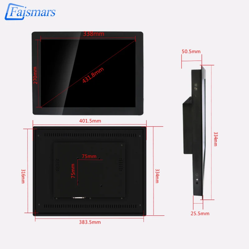 Faismars 17" TFT Industrial LCD Computers Monitor 17 inch 1280*1024 high resolution Snap-in for Monitor PC with Multi-interface
Faismars 17" TFT Industrial LCD Computers Monitor 17 inch 1280*1024 high resolution Snap-in for Monitor PC with Multi-interface