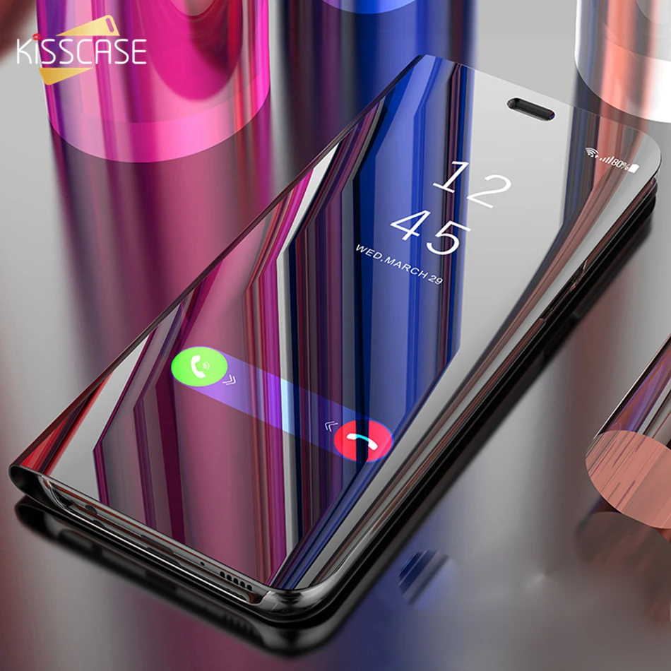 KISSCASE Зеркало чехол для samsung Galaxy S10 lite примечание 9 A8 A6 плюс флип телефона A9 J4 J6 2018