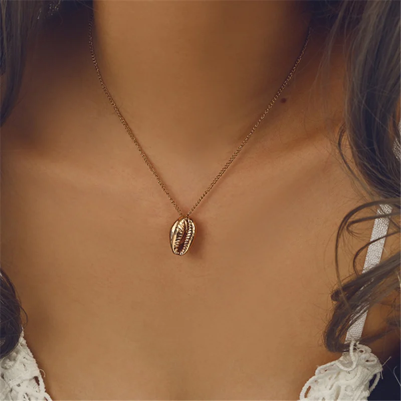 Shell Pendant Necklace Natural Gold Cowrie Women Best Friend Cowry Seashell Bohemian Jewelry | Украшения и аксессуары