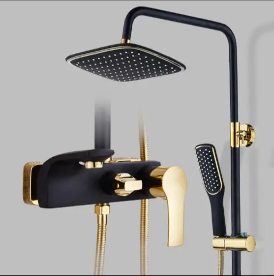 Luxury bathroom shower faucet set Painted black and gold bathtub faucet mixer tap waterfall wall shower head shower Shower tap
Luxury bathroom shower faucet set Painted black and gold bathtub faucet mixer tap waterfall wall shower head shower Shower tap