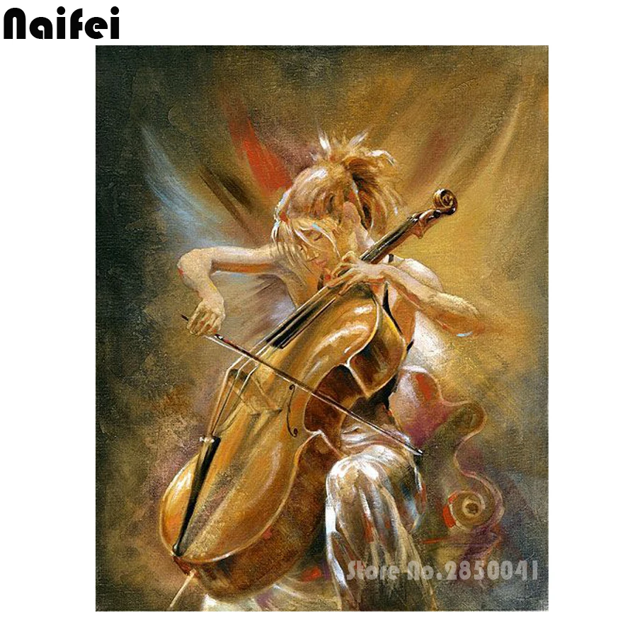Full Diamond Embroidery Beauty And Cello Diy Painting A Classical Romantic Picture For Home Hobby Gift Girl Friend | Дом и сад