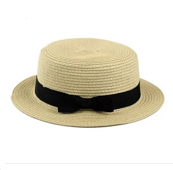 women summer hat cute black boater hats female beach straw sun | Тематическая одежда и униформа