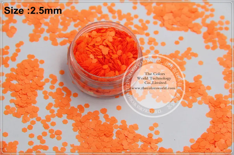 

TCF506 Neon Orange Red Colors 2.5mm size solvent resistant glitter for nail Art nail Polish or other DIY decoration