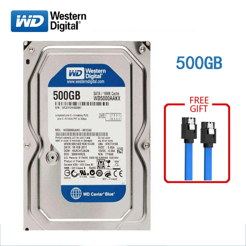Бренд WD BLUE внутренний жесткий диск 500 Гб 3 5 дюйма 7200 об/мин SATA3 HDD 6 ГБ/сек. HD Жесткий
