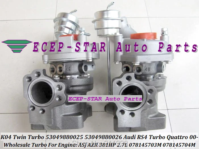 NEW K04 Twin Turbo 53049880025 53049880026 53049700025 53049700026 Turbine K04-025 K04-026 For Audi RS4 2000- ASJ AZR 381HP 2.7L
NEW K04 Twin Turbo 53049880025 53049880026 53049700025 53049700026 Turbine K04-025 K04-026 For Audi RS4 2000- ASJ AZR 381HP 2.7L