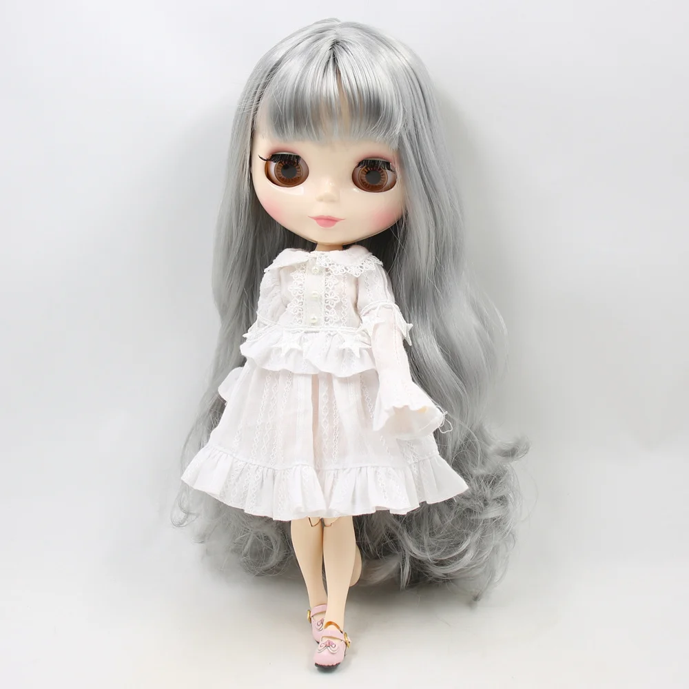 Ледяной DBS Blyth шарнирное тело 1/6 BJD из белой кожи портрет мечтательной серые