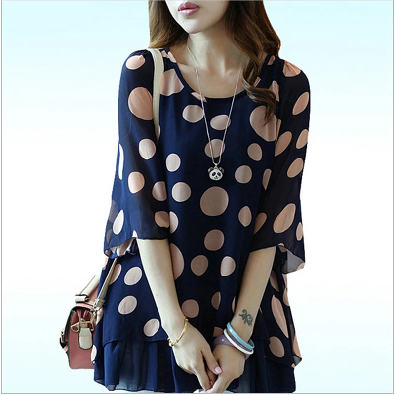 Womens Tops Fashion Women Chiffon Blouse 2016 Fashion Half Sleeve Polka Dot Printed Plus Size Casual Loose Shirts ,XXL,XXXL,4XL
Womens Tops Fashion Women Chiffon Blouse 2016 Fashion Half Sleeve Polka Dot Printed Plus Size Casual Loose Shirts ,XXL,XXXL,4XL