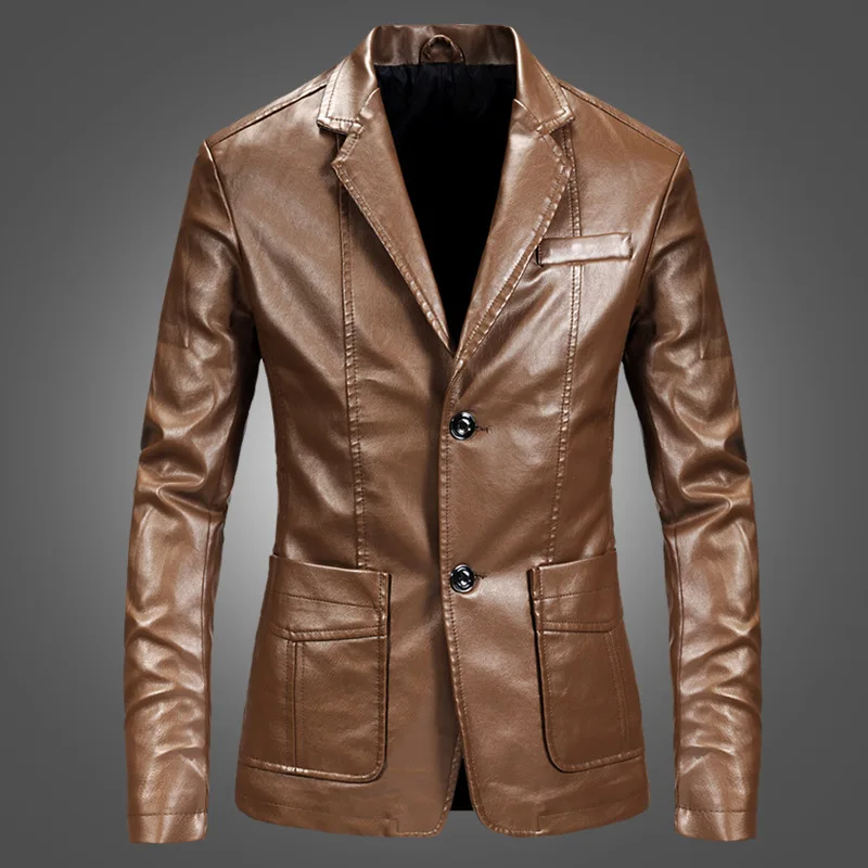 B Mens Blazer Jackets Autumn PU Leather Slim Fit Coats Motorcycle Biker Casual Solid Suit Outerwear Casacos Masculinos
B Mens Blazer Jackets Autumn PU Leather Slim Fit Coats Motorcycle Biker Casual Solid Suit Outerwear Casacos Masculinos