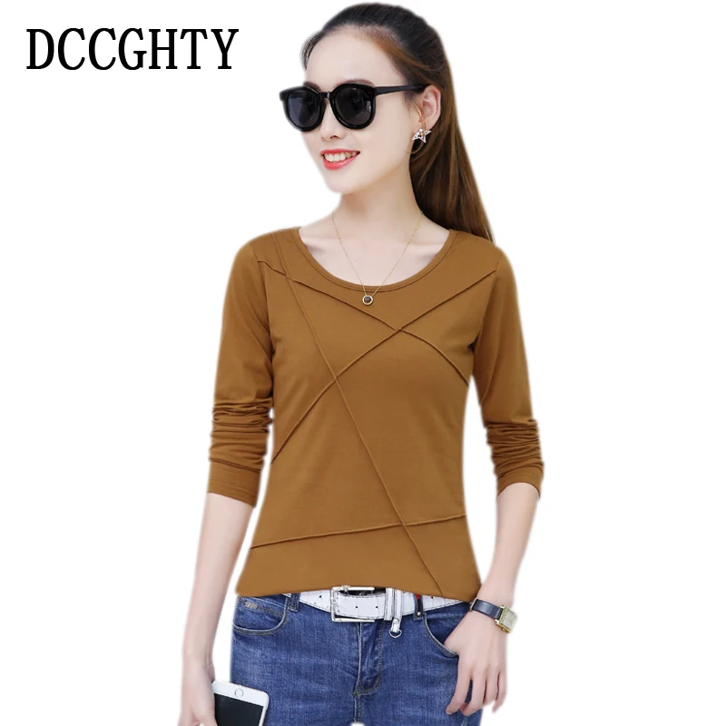 DCCGHTY Autumn T-shirt Female Long Sleeve Cotton Round neck Women Warm Top Tees Shirt Solid Fall Blusas Slim Patchwork Shirt
DCCGHTY Autumn T-shirt Female Long Sleeve Cotton Round neck Women Warm Top Tees Shirt Solid Fall Blusas Slim Patchwork Shirt