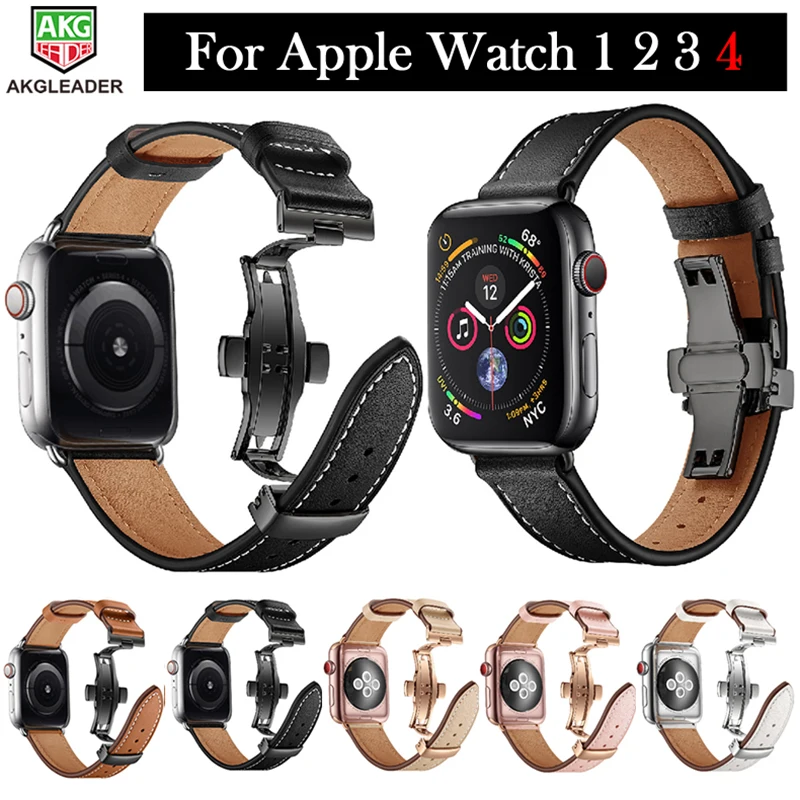 Новейший ремешок для часов Apple Watch из натуральной кожи Butteryfly с пряжкой Series 1 2 3 4 38