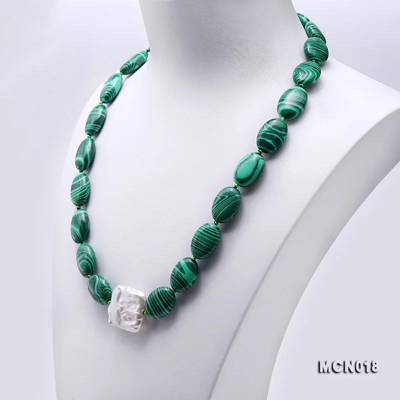 JYX Fashion 13*17.5mm Green Malachite necklace with baroque pearl Necklaces Elegant Nature Gemstone Jewelry For Mother gift 18"
JYX Fashion 13*17.5mm Green Malachite necklace with baroque pearl Necklaces Elegant Nature Gemstone Jewelry For Mother gift 18"