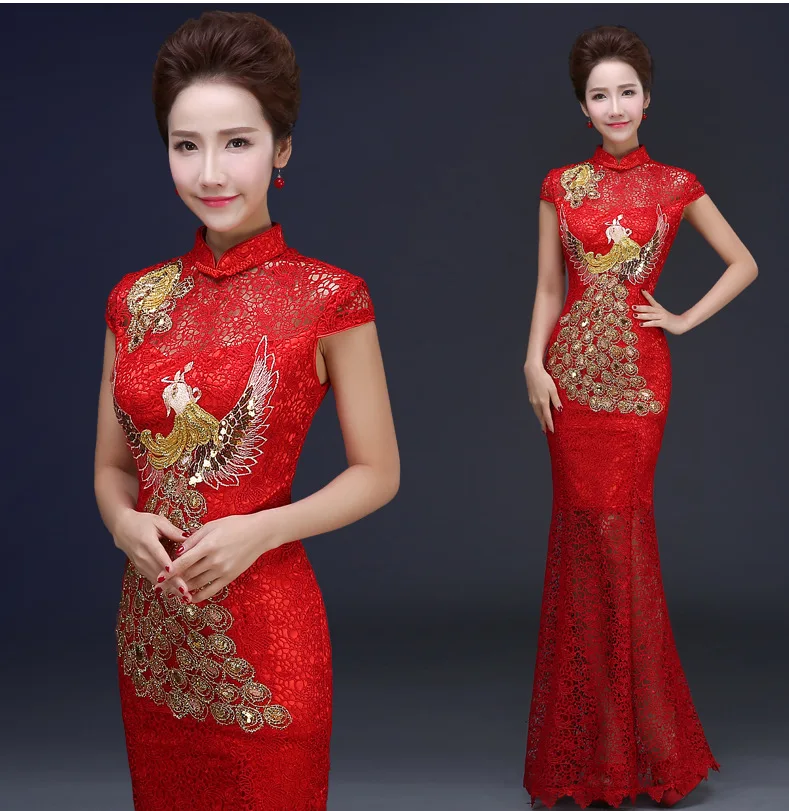 Cheongsam Dress Mermaid Traditional Chinese Dress Chinese Wedding Dress Qipao Embroidery Vestidos Vintage Evening Robe
Cheongsam Dress Mermaid Traditional Chinese Dress Chinese Wedding Dress Qipao Embroidery Vestidos Vintage Evening Robe
