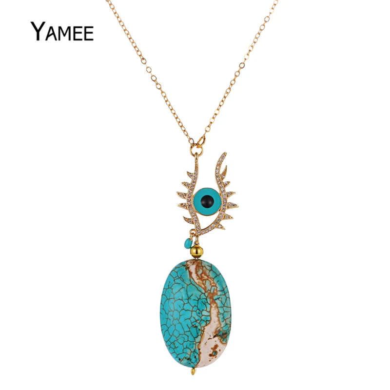 Unique Evil Eye Pendant Necklace Blue Turquoises Stone Turquoises Long Necklace Fashion Gold Chain Necklace For Women Jewelry
Unique Evil Eye Pendant Necklace Blue Turquoises Stone Turquoises Long Necklace Fashion Gold Chain Necklace For Women Jewelry