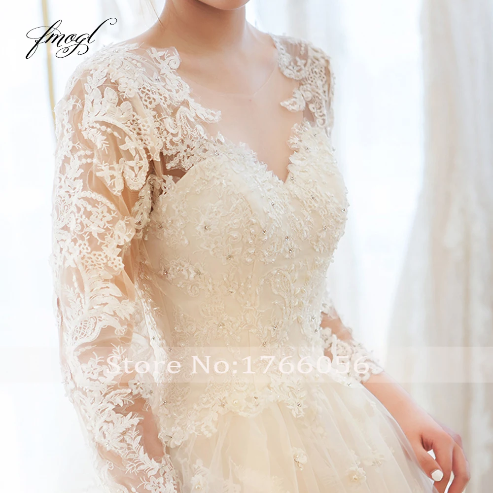 Fmogl Appliques Long Sleeve Lace Wedding Dresses 2019 Beaded Sequined A Line Vintage Bride dress Robe De Mariage Plus Size
Fmogl Appliques Long Sleeve Lace Wedding Dresses 2019 Beaded Sequined A Line Vintage Bride dress Robe De Mariage Plus Size