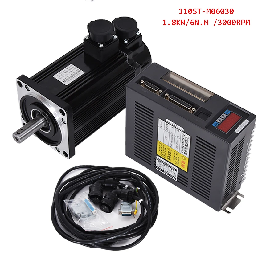 1.8KW AC Servo Motor 6N.M 3000RPM 110ST-M06030 AC Motor+Matched Servo Motor Driver+3M Cable Complete Motor kits High Quality
1.8KW AC Servo Motor 6N.M 3000RPM 110ST-M06030 AC Motor+Matched Servo Motor Driver+3M Cable Complete Motor kits High Quality