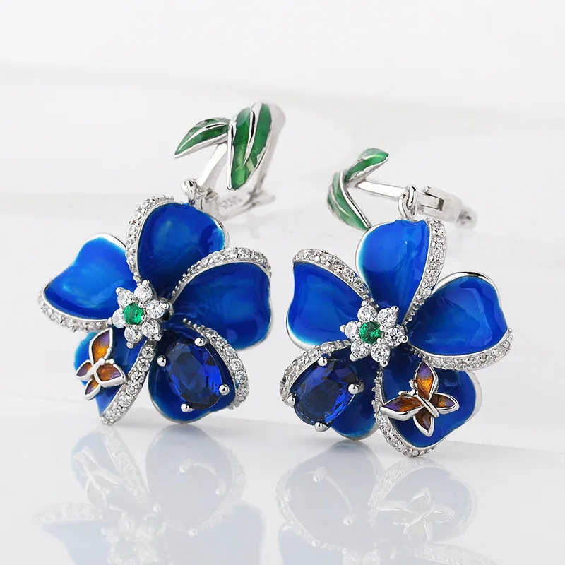 Buyee 925 Sterling Silver Earring Women Small Butterfly and Deep Bule Enamel Flower Gorgeous Wedding Earring for Women Jewelry
Buyee 925 Sterling Silver Earring Women Small Butterfly and Deep Bule Enamel Flower Gorgeous Wedding Earring for Women Jewelry