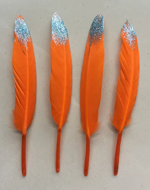 Оптовая продажа 10 штук самых новых уникальных перьев золотой гусеницы/утки 10-15 см 4-6 дюйма декоративные перья 12 цветов на выбор.