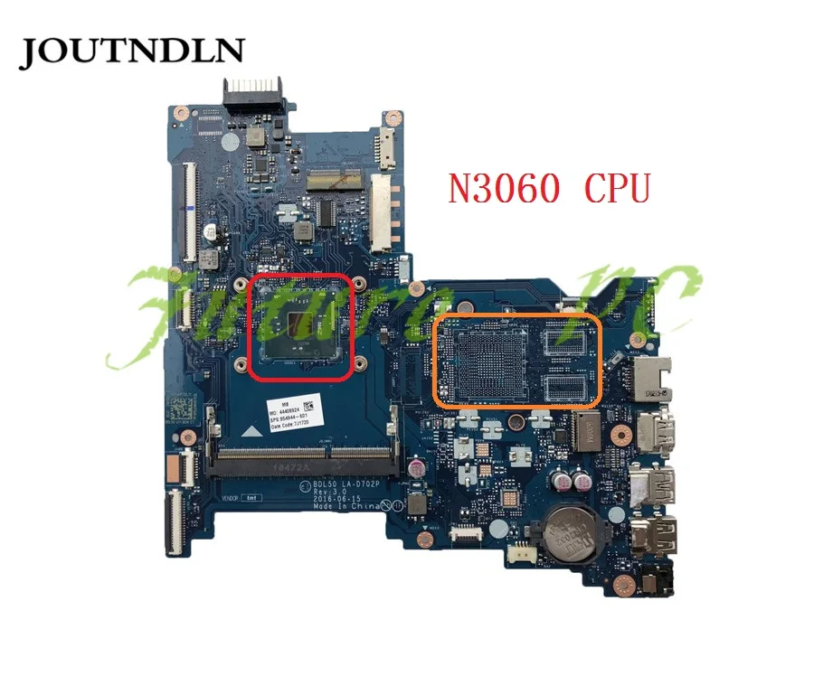 JOUTNDLN для HP 250 G5 15 AY AC AY018DS Материнская плата ноутбука 854944 601 001 BDL50 LA D702P с N3060 ЦП
