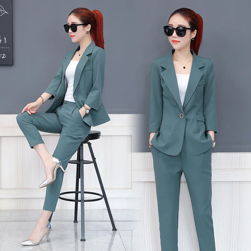 Women's suit 2019 autumn new professional wear fashion suit temperament slim suit nine pants two sets of wild women's clothing
Women's suit 2019 autumn new professional wear fashion suit temperament slim suit nine pants two sets of wild women's clothing