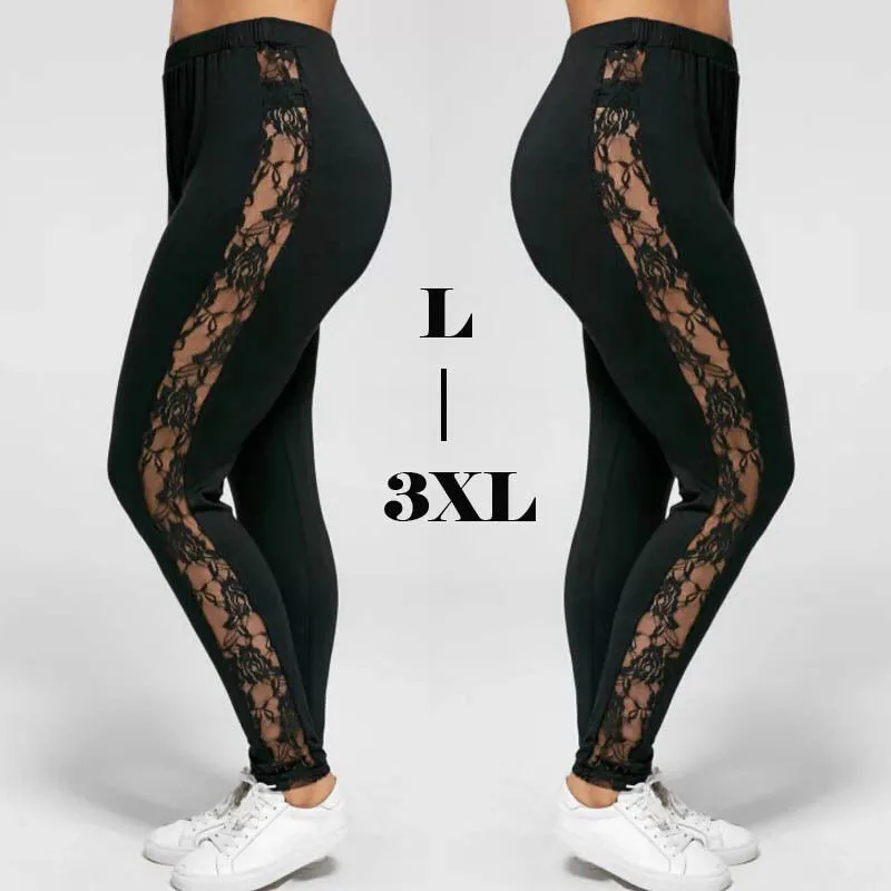 Plus Size Sexy Women Holllow Out Lace Leggings Sexy High Waist Bandage Pants Insert Sheer Leggings Viscose Elastane
Plus Size Sexy Women Holllow Out Lace Leggings Sexy High Waist Bandage Pants Insert Sheer Leggings Viscose Elastane