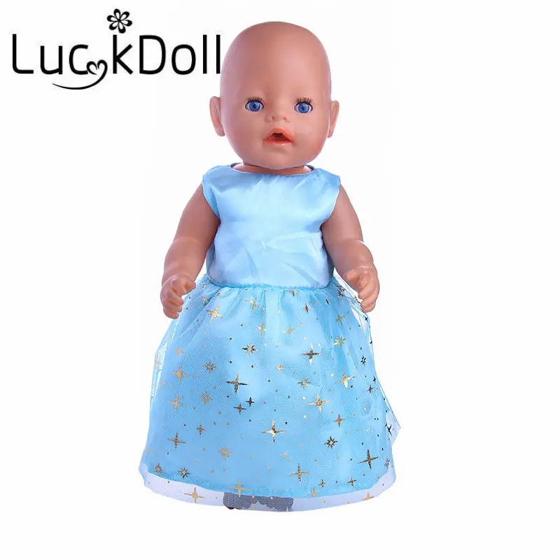 Шифоновое платье LUCKDOLL с принтом подходит для 18 дюймовых американских кукол 43 см