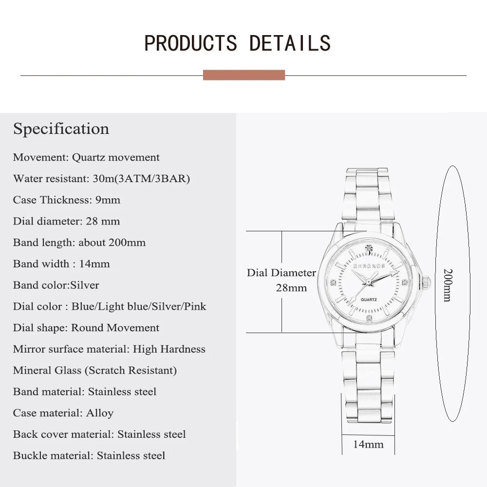 CHRONOS Women Luxury Rhinestone Stainless Steel Quartz Watches Ladies Watch Japanese Movement Relogio Feminino CH23
CHRONOS Women Luxury Rhinestone Stainless Steel Quartz Watches Ladies Watch Japanese Movement Relogio Feminino CH23
