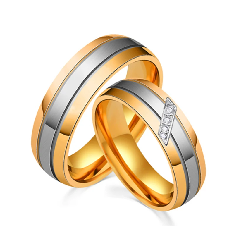 Две строки Кристалл кольцо для любителей золото цвет Нержавеющая сталь
