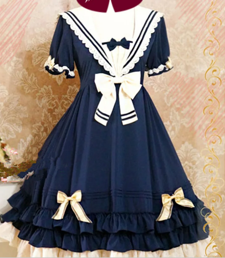 Summer Blue Cute Lovely School Princess Lolita Dress Girl & Women Sweet Kawaii Short Sleeve One-piece Navy Sailor Dress
Summer Blue Cute Lovely School Princess Lolita Dress Girl & Women Sweet Kawaii Short Sleeve One-piece Navy Sailor Dress
