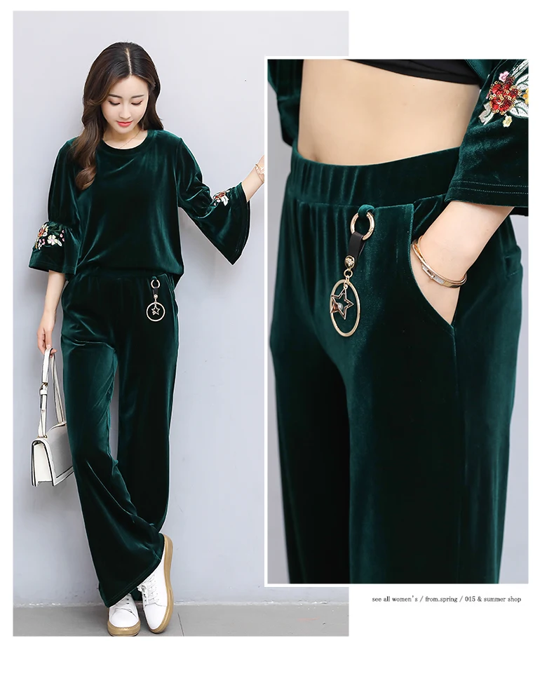 RLYAEIZ 2017 Spring Autumn Gold Velvet Women 2 Piece Set Floral Embroidery Hoodies + Pants Casual Sporting Wear Female Tracksuit
RLYAEIZ 2017 Spring Autumn Gold Velvet Women 2 Piece Set Floral Embroidery Hoodies + Pants Casual Sporting Wear Female Tracksuit