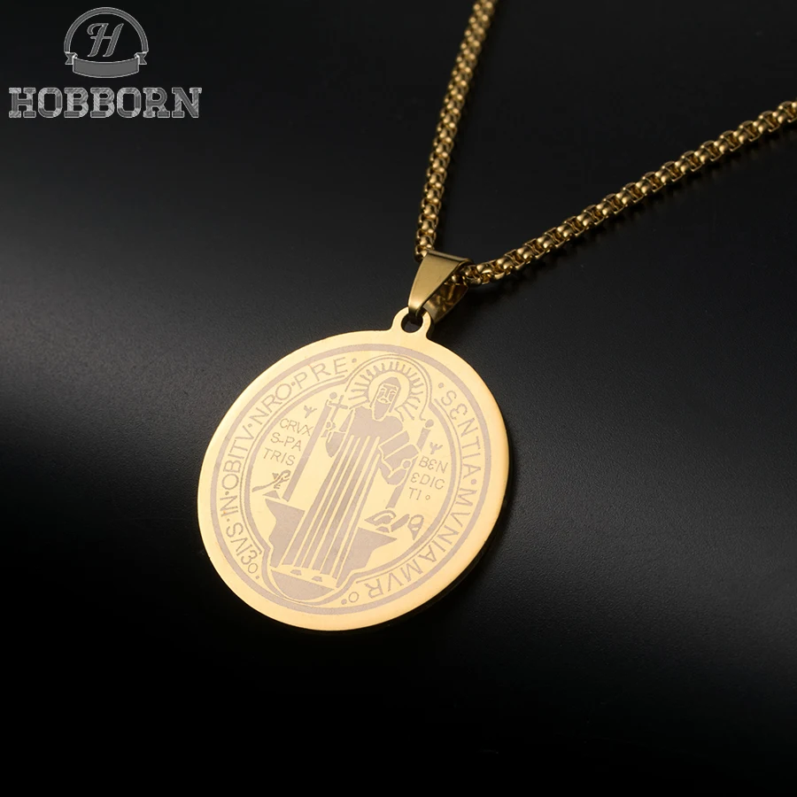 HOBBORN Classic Saint Benedict Medal Pendant Necklaces Women 316L Stainless Steel Pendant Bible Cross Necklace Christian Jewelry
HOBBORN Classic Saint Benedict Medal Pendant Necklaces Women 316L Stainless Steel Pendant Bible Cross Necklace Christian Jewelry