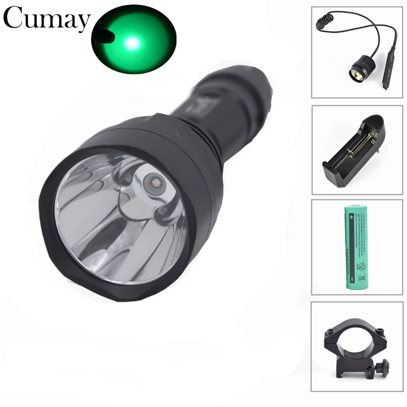 Тактический фонарик Linterna LED Lanterna привело 18650 Факел зеленый свет Лампе Torche +