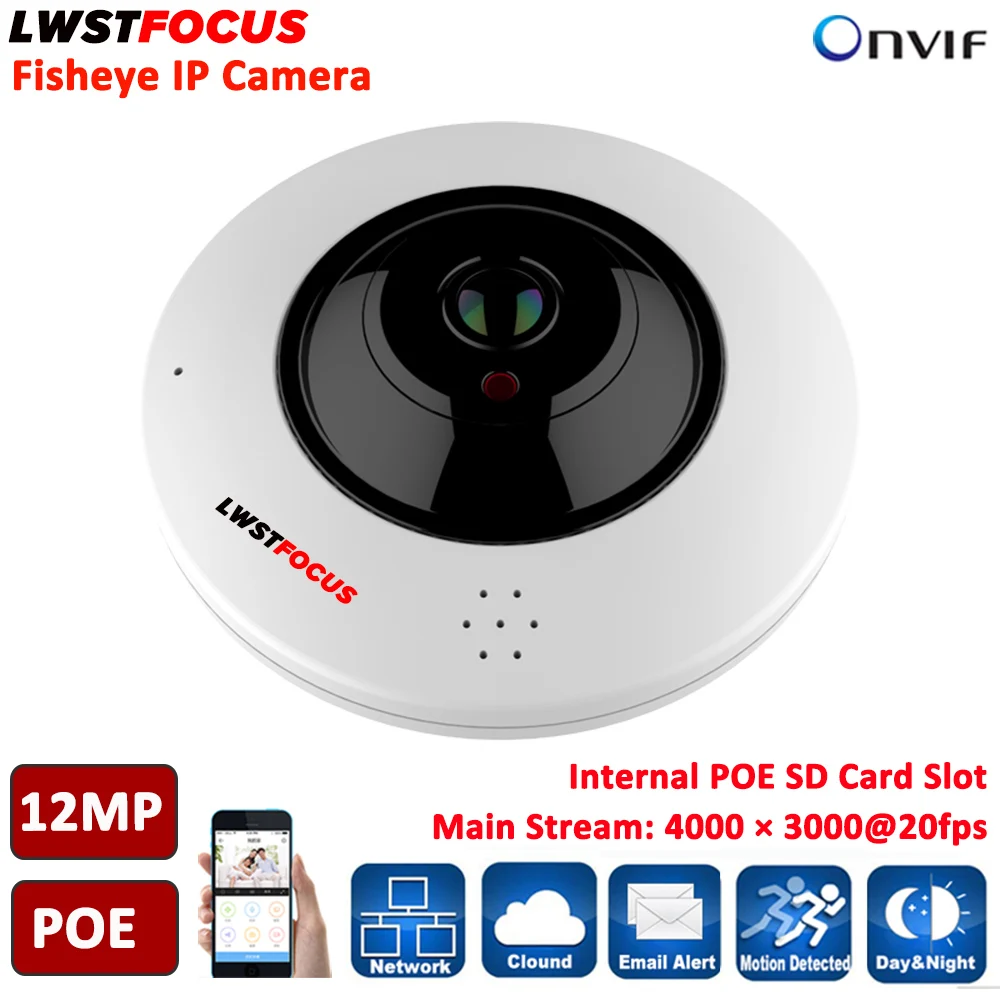 12MP Fisheye ip камера sony IMX226 360 градусов Мини POE SD слот безопасности VR панорамный ИК